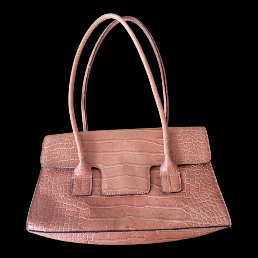 Tommy Hilfiger pink faux snakeskin purse